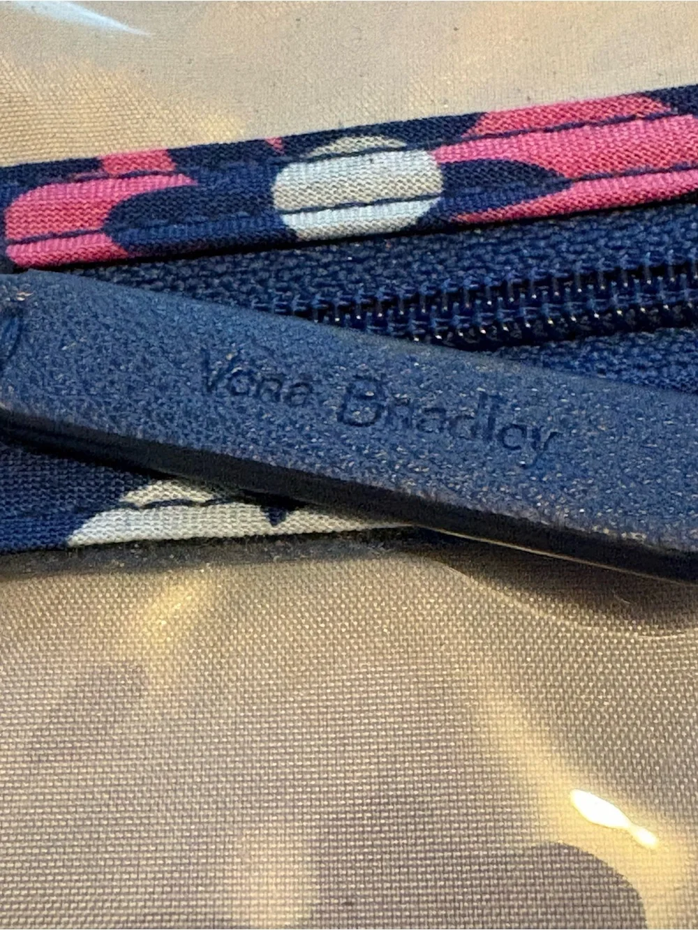 Vera Bradley Navy Floral Hanging Jewelry Organizer with Pink & Blue Flowers